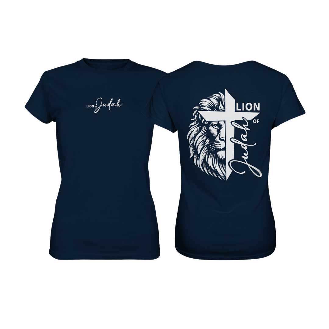 Offb 5,5 - Lion of Judah - Cross - doppelseitiger Druck - Ladies Premium Shirt
