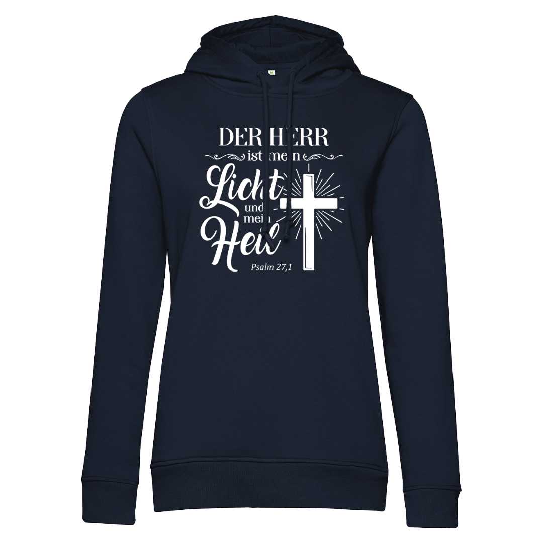 Ps 27,1 - Der HERR ist mein Licht &amp; mein Heil (2) - Brustprint - Damenhoodie