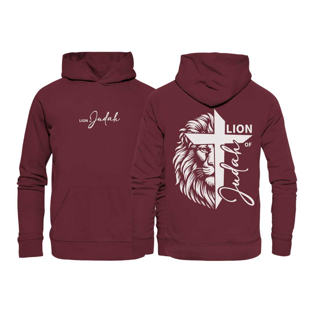 Offb 5,5 - Lion of Judah - Cross - doppelseitiger Druck - Organic Hoodie