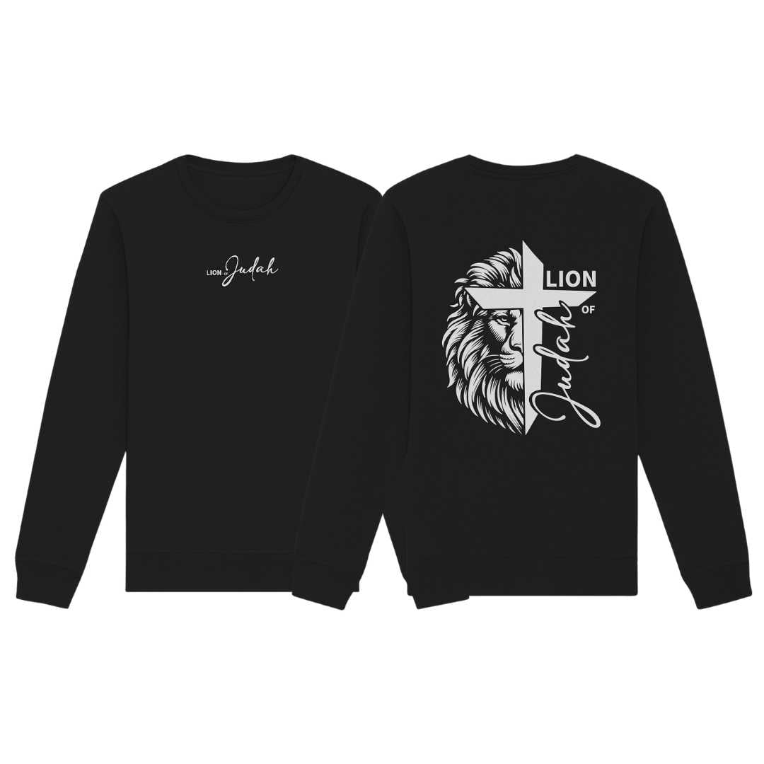 Offb 5,5 - Lion of Judah - Cross - doppelseitiger Druck - Organic Basic Unisex Sweatshirt