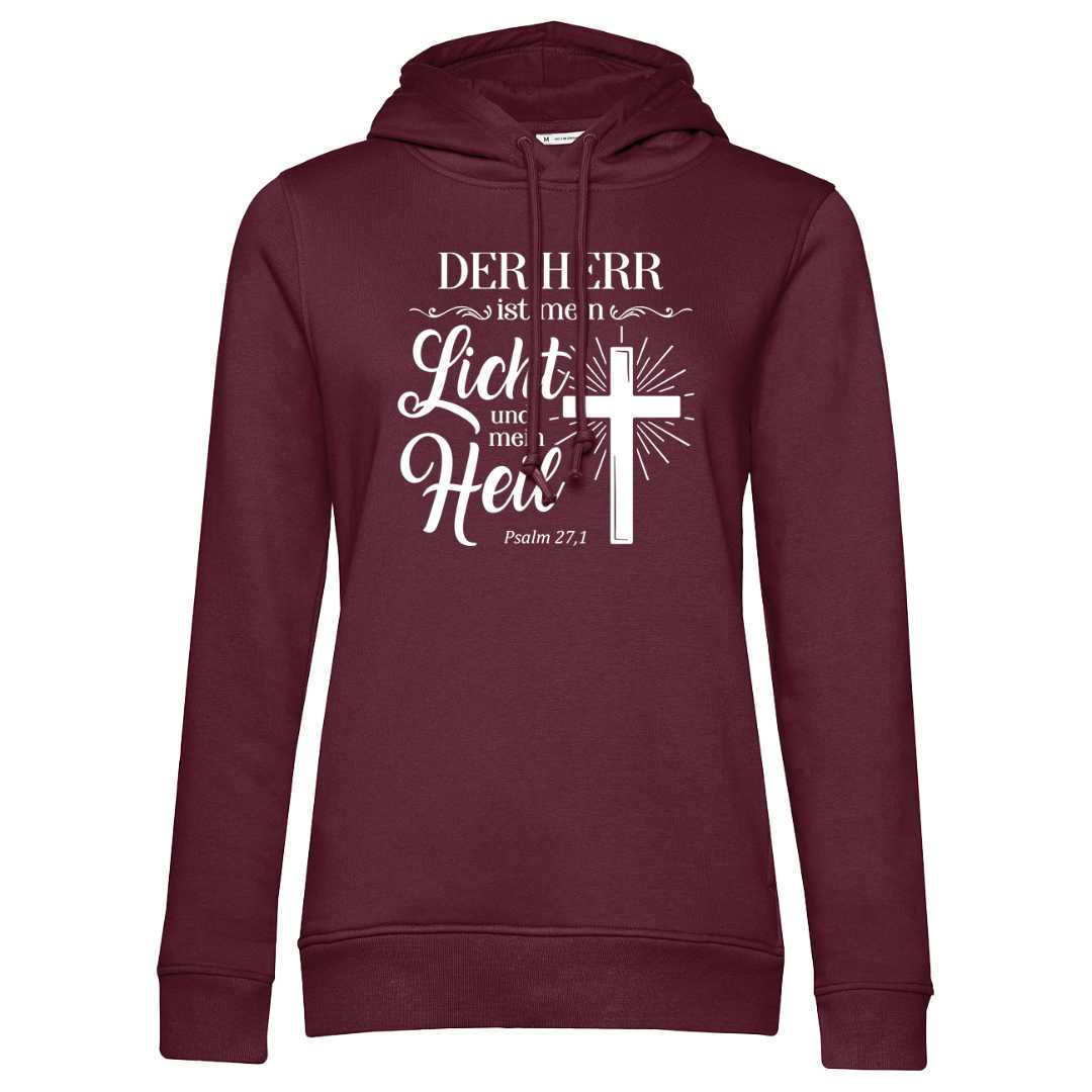 Ps 27,1 - Der HERR ist mein Licht &amp; mein Heil (2) - Brustprint - Damenhoodie