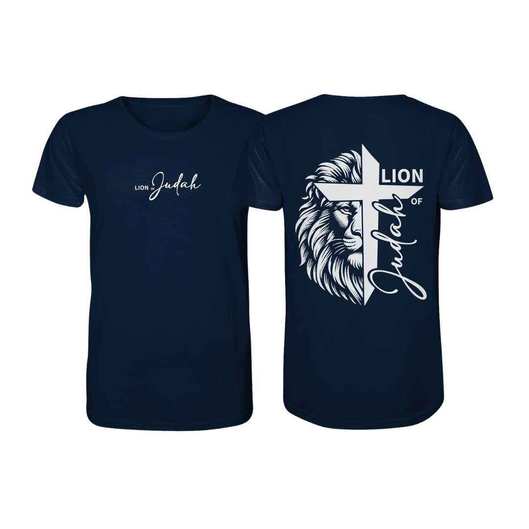 Offb 5,5 - Lion of Judah - Cross - doppelseitiger Druck - Organic Shirt