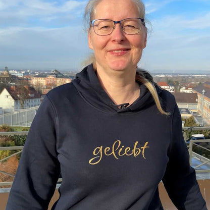 Jer 31,3 - geliebt - gold - Schriftzug - Damenhoodie