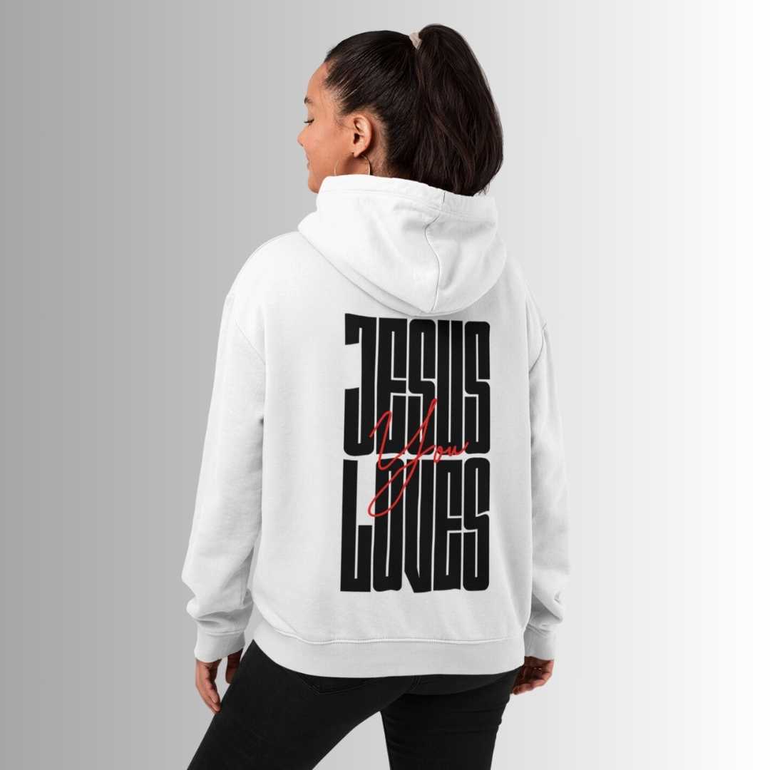 Joh 15,13 - JESUS LOVES You - Rückenprint - Superflausch-Hoodie