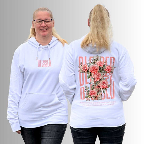 Jer 17,7 - BLESSED - floral - doppelseitiger Druck - Superflausch-Hoodie