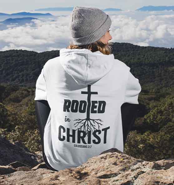 Kol 2,7 - Rooted in Christ - Organic Hoodie