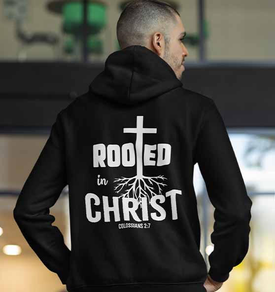 Kol 2,7 - Rooted in Christ - Organic Hoodie