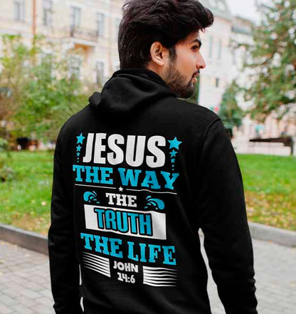 Joh 14,6 - Way, Truth, Life - Organic Basic Hoodie - Backprint