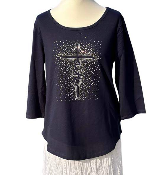 Hebr 11,1 - Faith - Strass - 3/4 Arm-Shirt