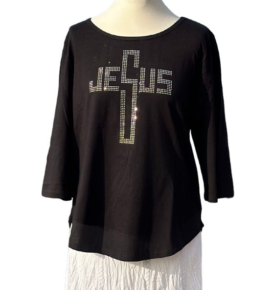 JESUS - Strass - 3/4 Arm-Shirt
