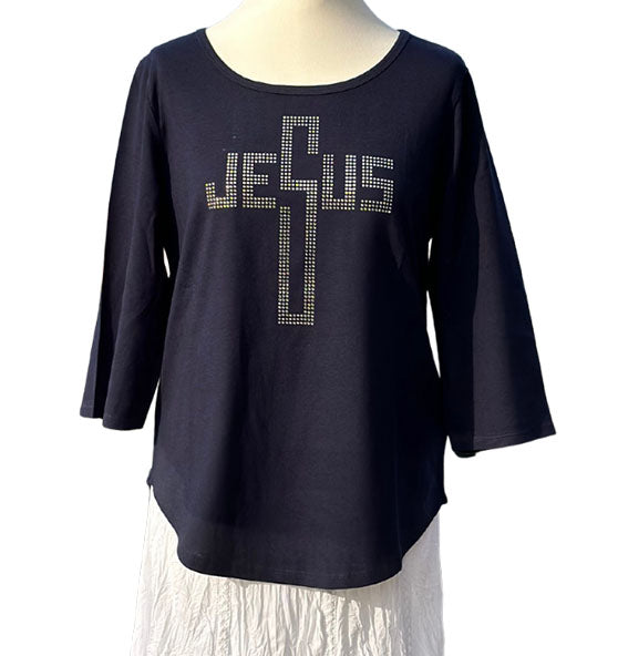 JESUS - Strass - 3/4 Arm-Shirt