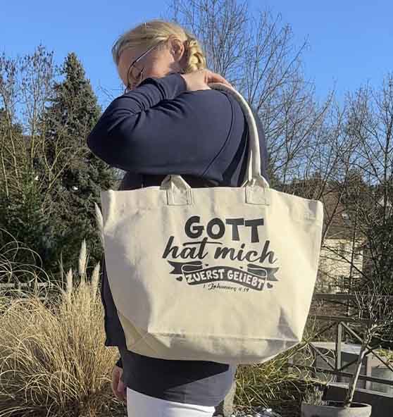 1.Joh 4,19 - Gott hat mich zuerst geliebt (2) - Shoppertasche