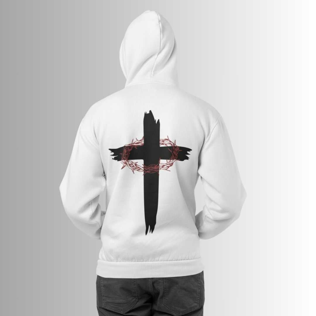 Kreuz mit Dornenkrone - Rückenprint - Superflausch-Hoodie