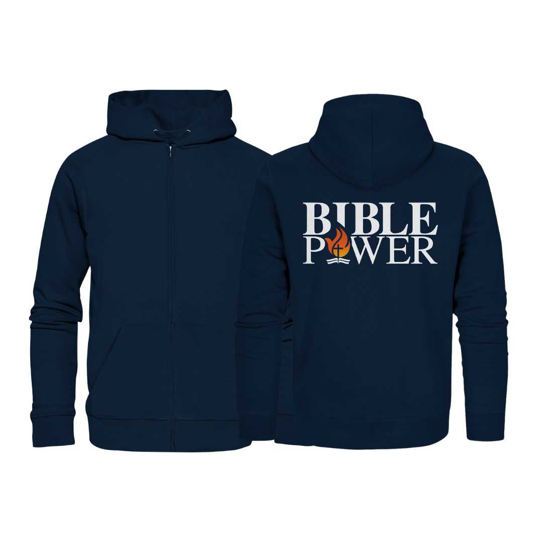 Bible Power Logo weiß - Organic Zipper