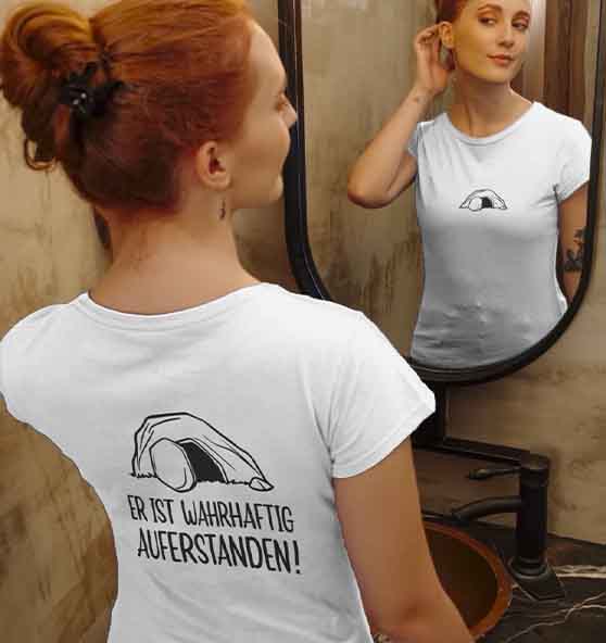 Lk 24,34 - Er ist wahrhaftig auferstanden! - Doppelseitig - Ladies Premium Shirt