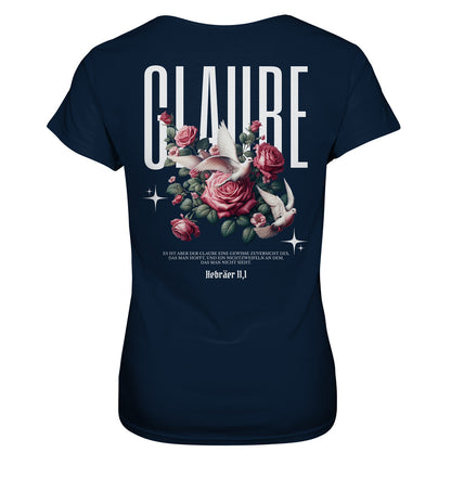 Hebr 11,1 - GLAUBE - Rückenprint - Ladies Premium Shirt