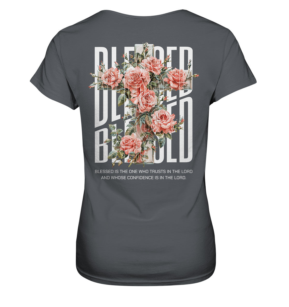 Jer 17,7 - BLESSED - floral - Rückenprint - Ladies Premium Shirt