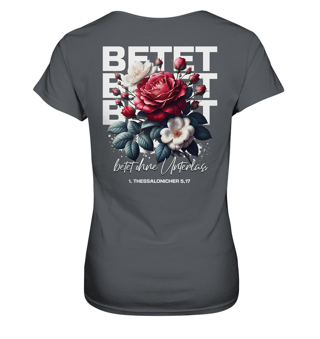 1.Thess 5,17 - BETET - Rückenprint - Ladies Premium Shirt