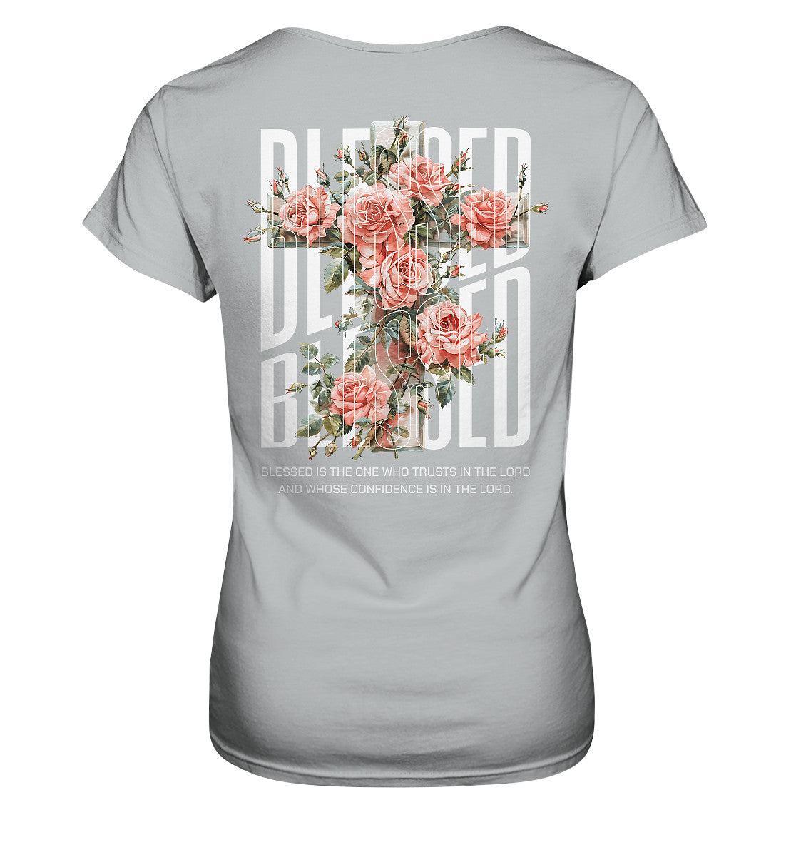 Jer 17,7 - BLESSED - floral - Rückenprint - Ladies Premium Shirt