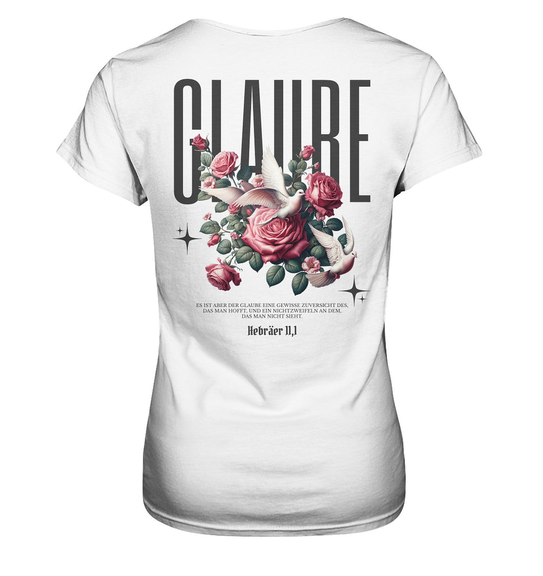 Hebr 11,1 - GLAUBE - Rückenprint - Ladies Premium Shirt