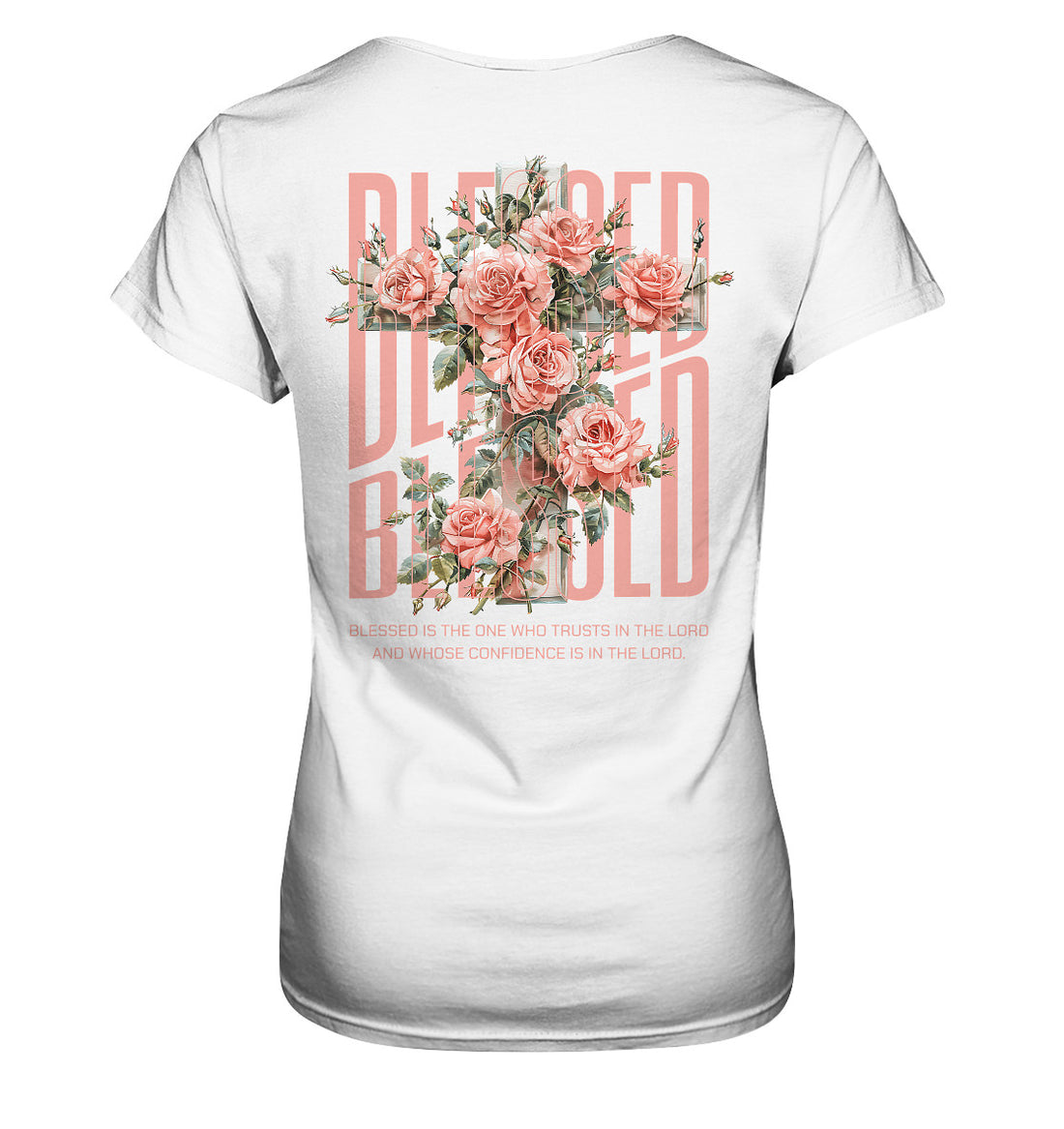 Jer 17,7 - BLESSED - floral - Rückenprint - Ladies Premium Shirt