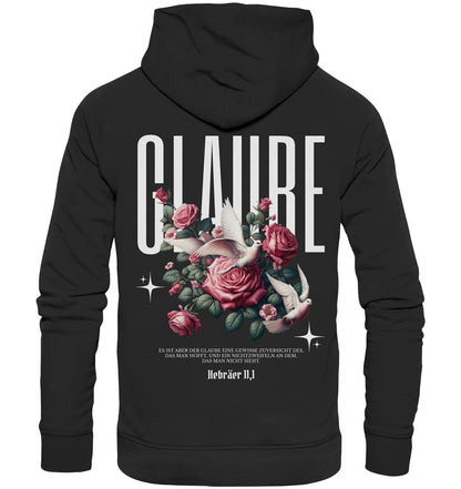 Hebr 11,1 - GLAUBE - Rückenprint - Organic Hoodie