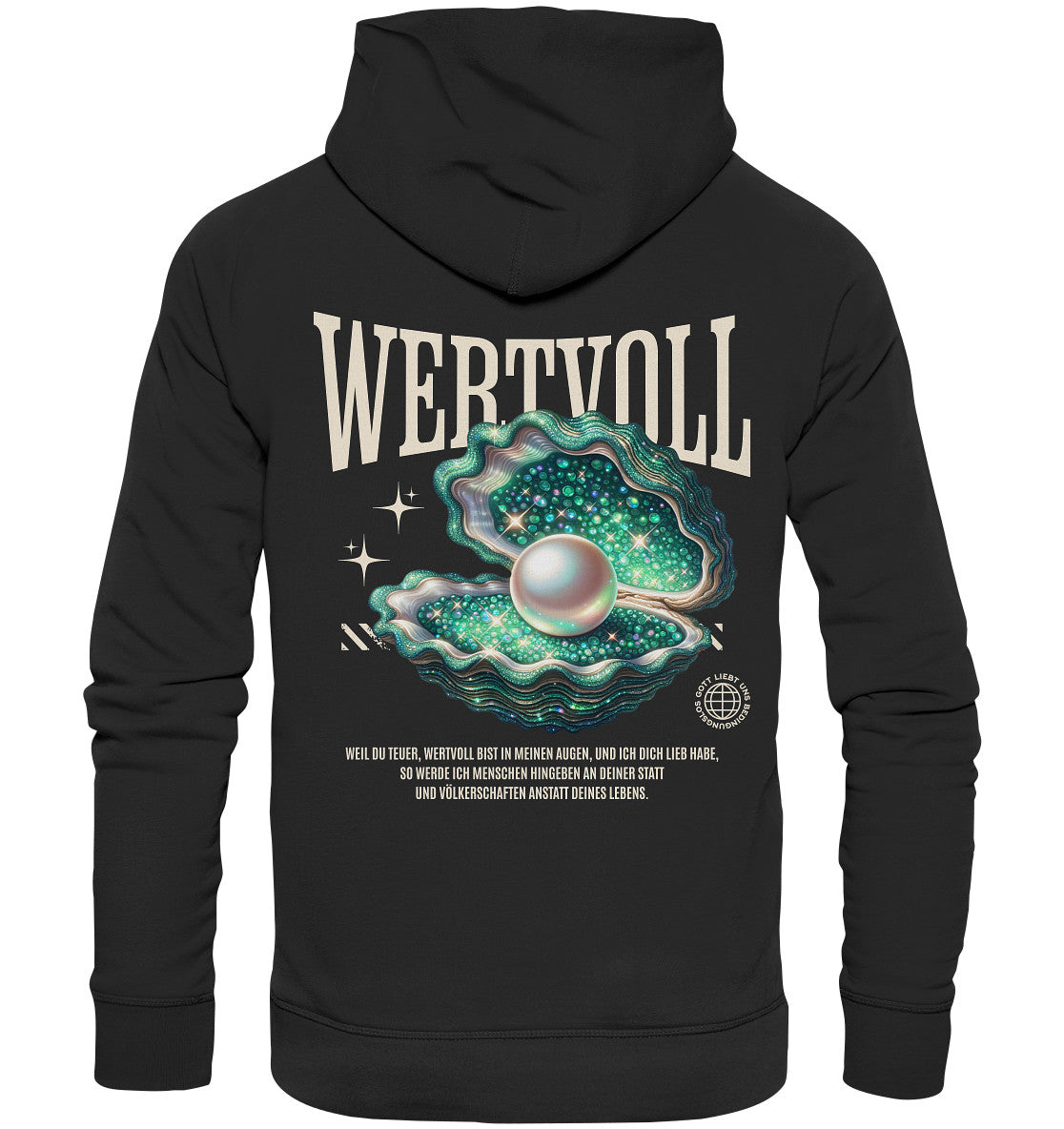 Jes 43,4 - WERTVOLL - Rückenprint - Organic Hoodie