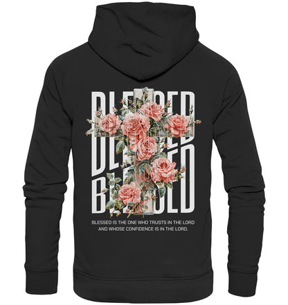 Jer 17,7 - BLESSED - floral - Rückenprint- Organic Hoodie