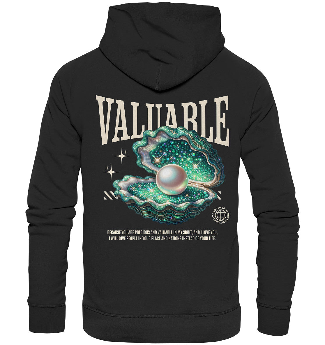 Jes 43,4 - VALUABLE - Rückenprint  - Organic Hoodie