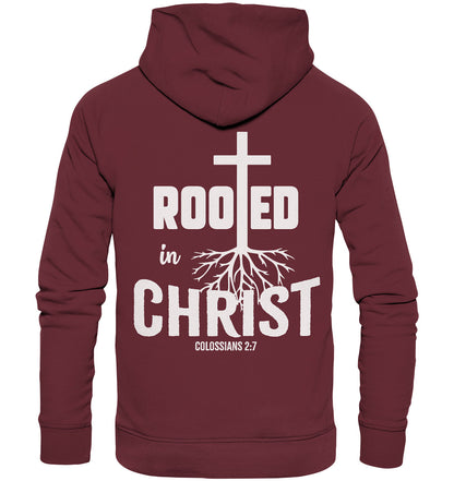 Kol 2,7 - Rooted in Christ - Organic Hoodie