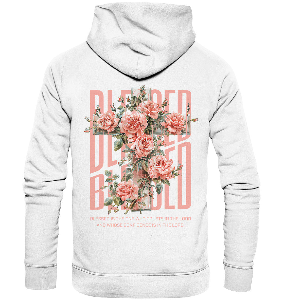 Jer 17,7 - BLESSED - floral - Rückenprint- Organic Hoodie