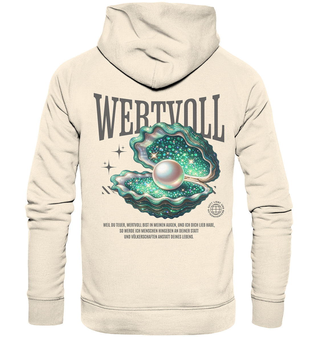 Jes 43,4 - WERTVOLL - Rückenprint - Organic Hoodie