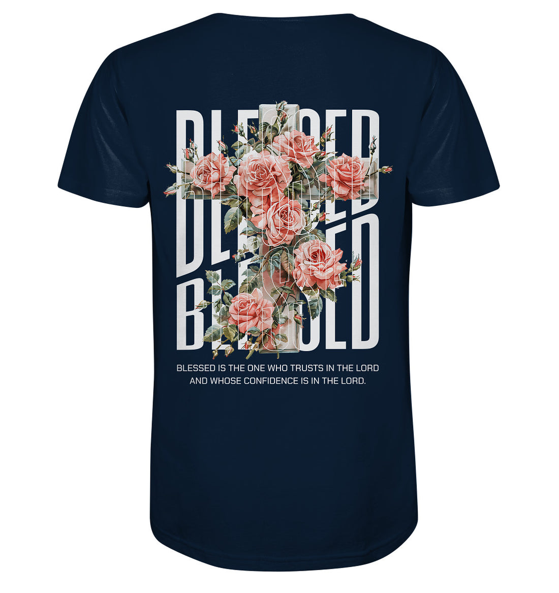 Jer 17,7 - BLESSED - floral - Rückenprint - Organic Shirt