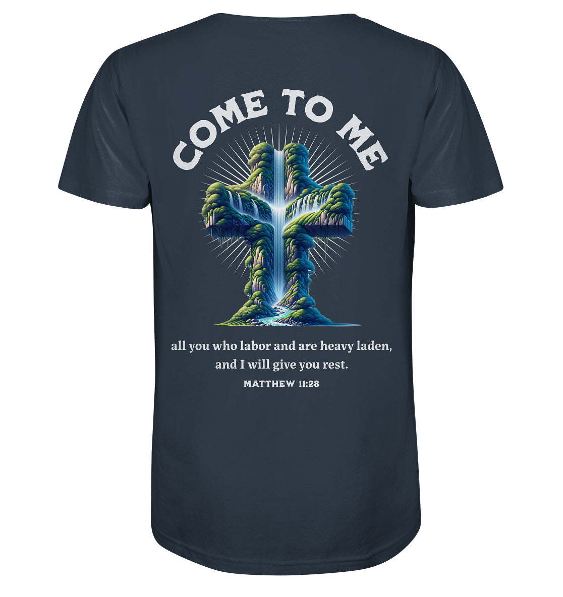 Mt 11,28 - Come to me - Rückenprint - Organic Shirt