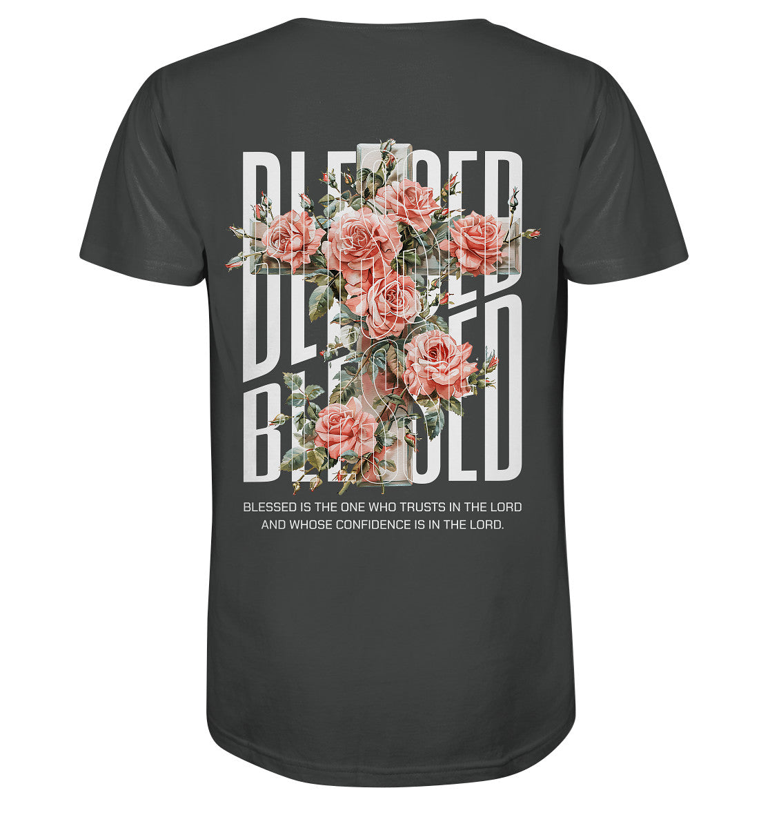 Jer 17,7 - BLESSED - floral - Rückenprint - Organic Shirt