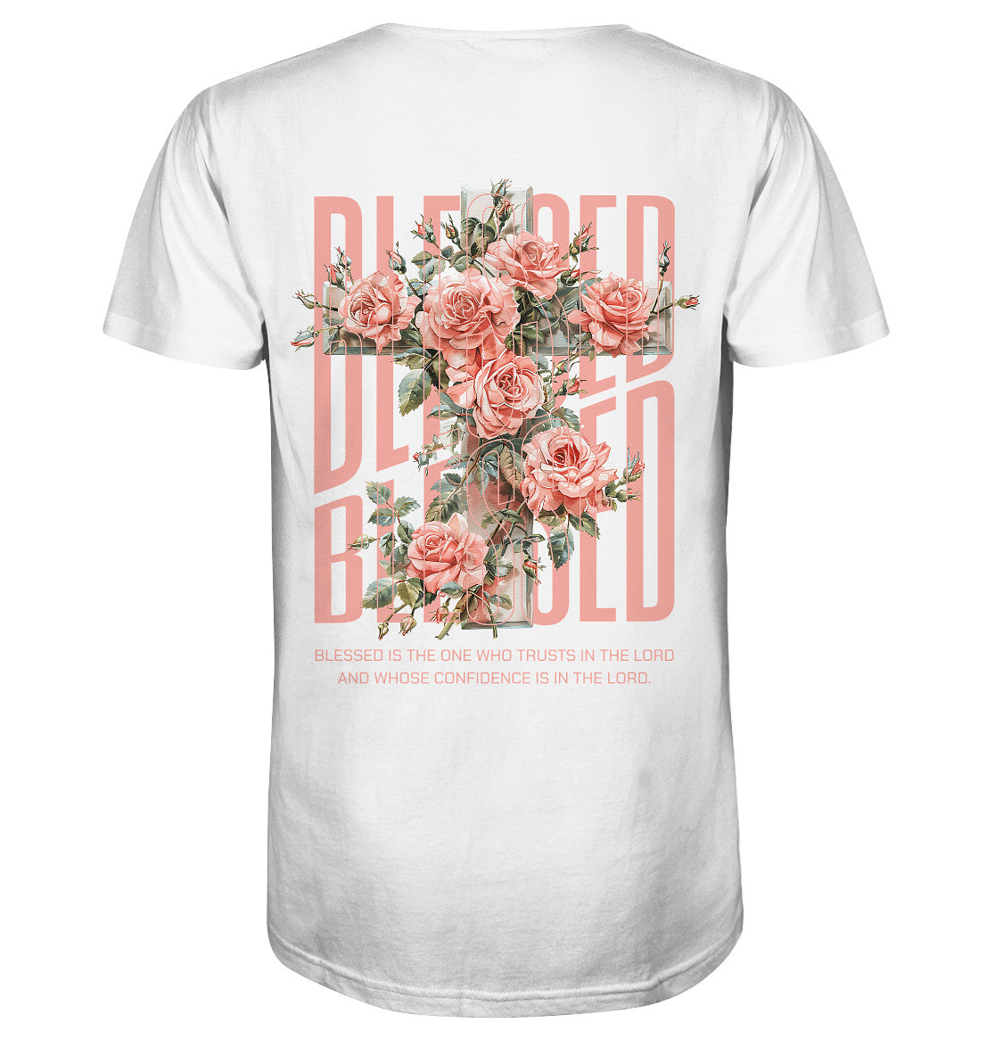 Jer 17,7 - BLESSED - floral - Rückenprint - Organic Shirt