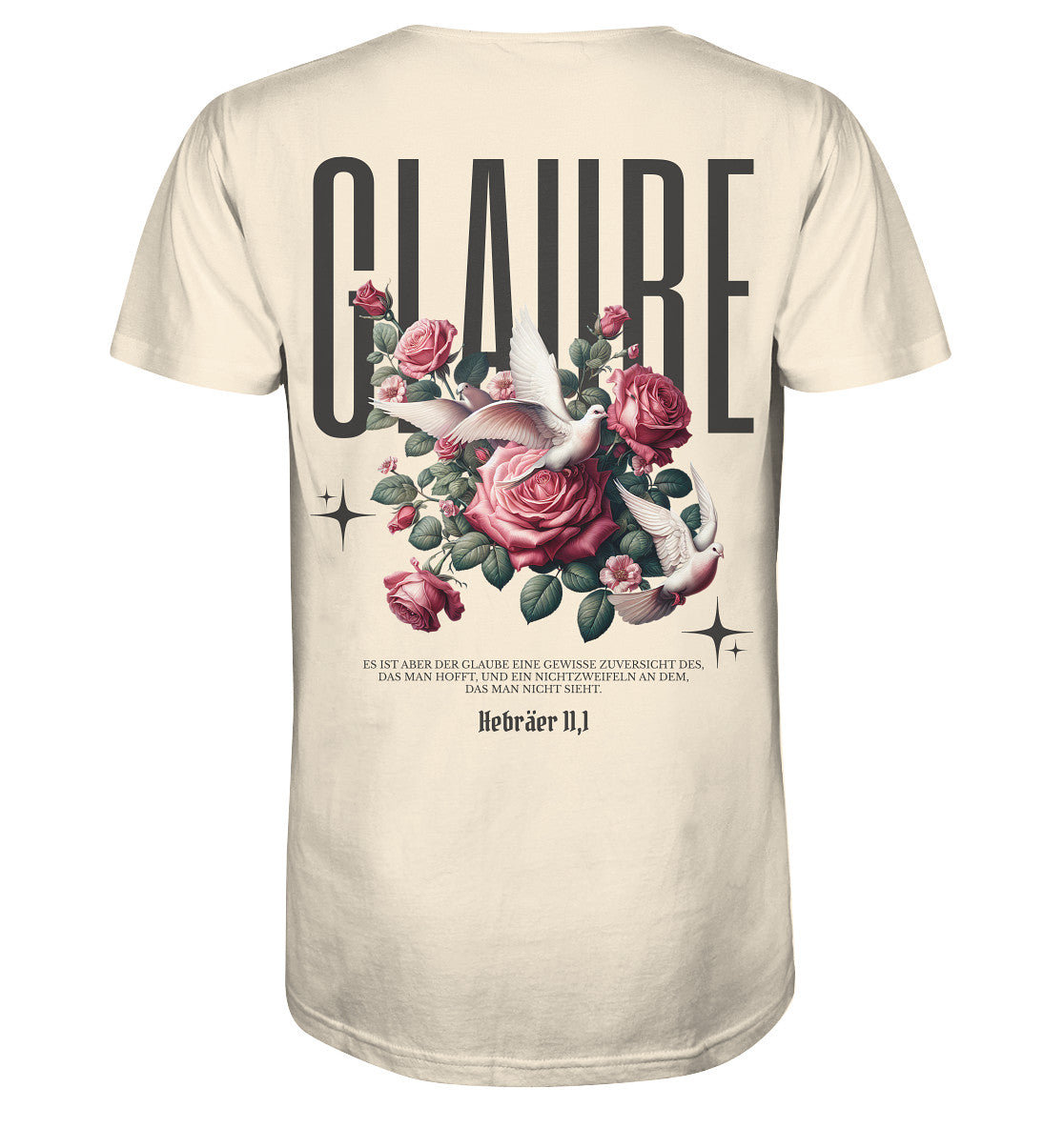 Hebr 11,1 - GLAUBE - Rückenprint - Organic Shirt