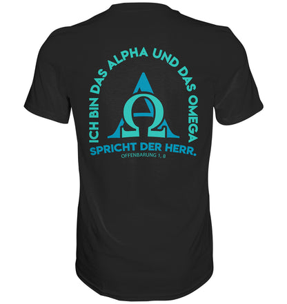 Offb 1,8 - Alpha &amp; Omega Design 2 Rücken - Premium Shirt