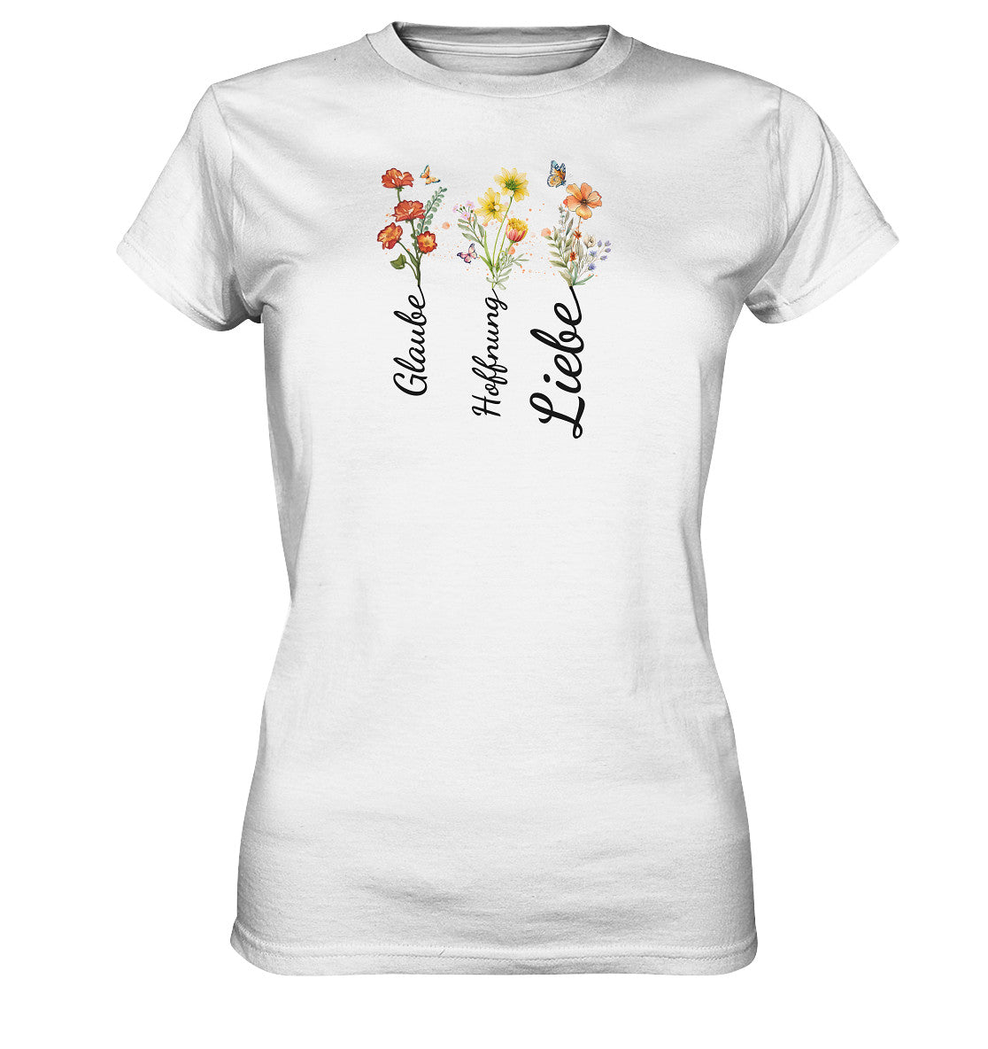 1.Kor 13,13 - Glaube, Hoffnung, Liebe - Brustprint - Ladies Premium Shirt