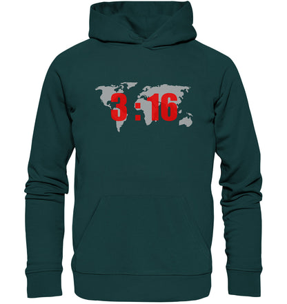 Joh 3,16 - World - Brustprint - Superflausch-Hoodie