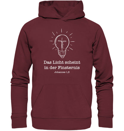 Joh 1,5 - Das Licht scheint - Organic Hoodie