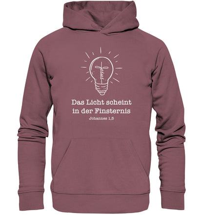 Joh 1,5 - Das Licht scheint - Organic Hoodie