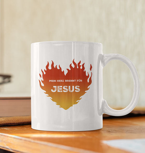 Lk 24,32 - Mein Herz brennt für JESUS - Tasse glossy