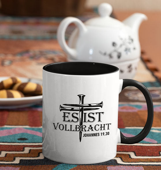 Joh 19,30 - Es ist vollbracht! - Tasse zweifarbig