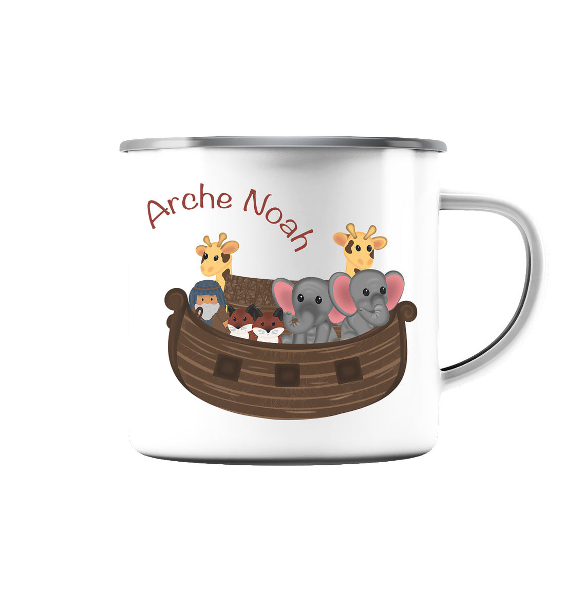 1.Mo 6-8 / Jona 1,17 - Die Noah - Jona -Tasse  - Emaille Tasse (Silber)