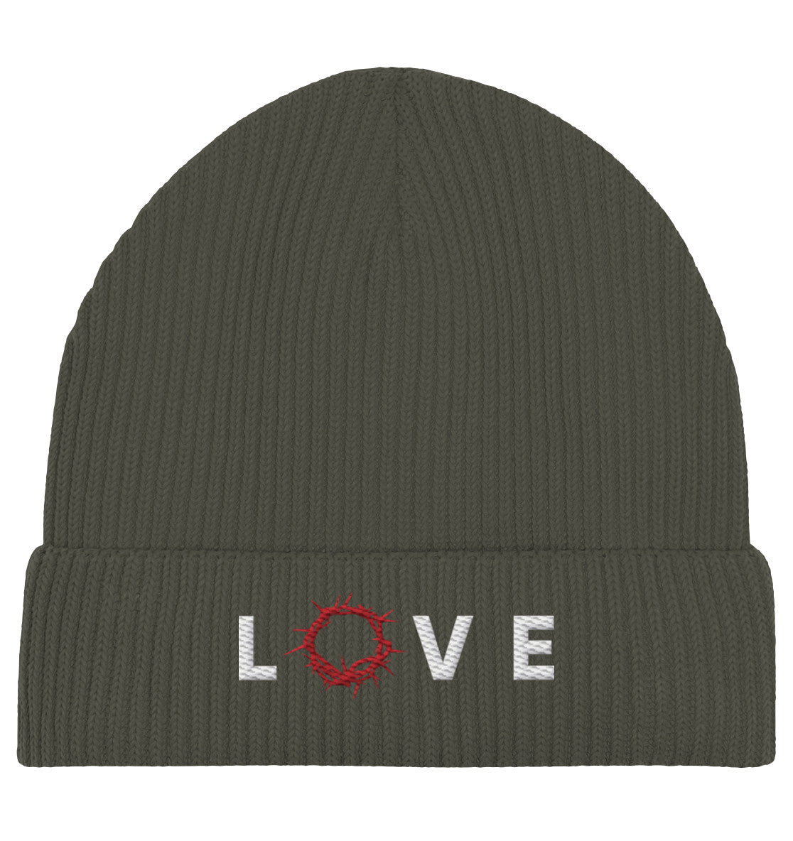 LOVE - Dornenkrone - Stick - Organic Fisherman Beanie