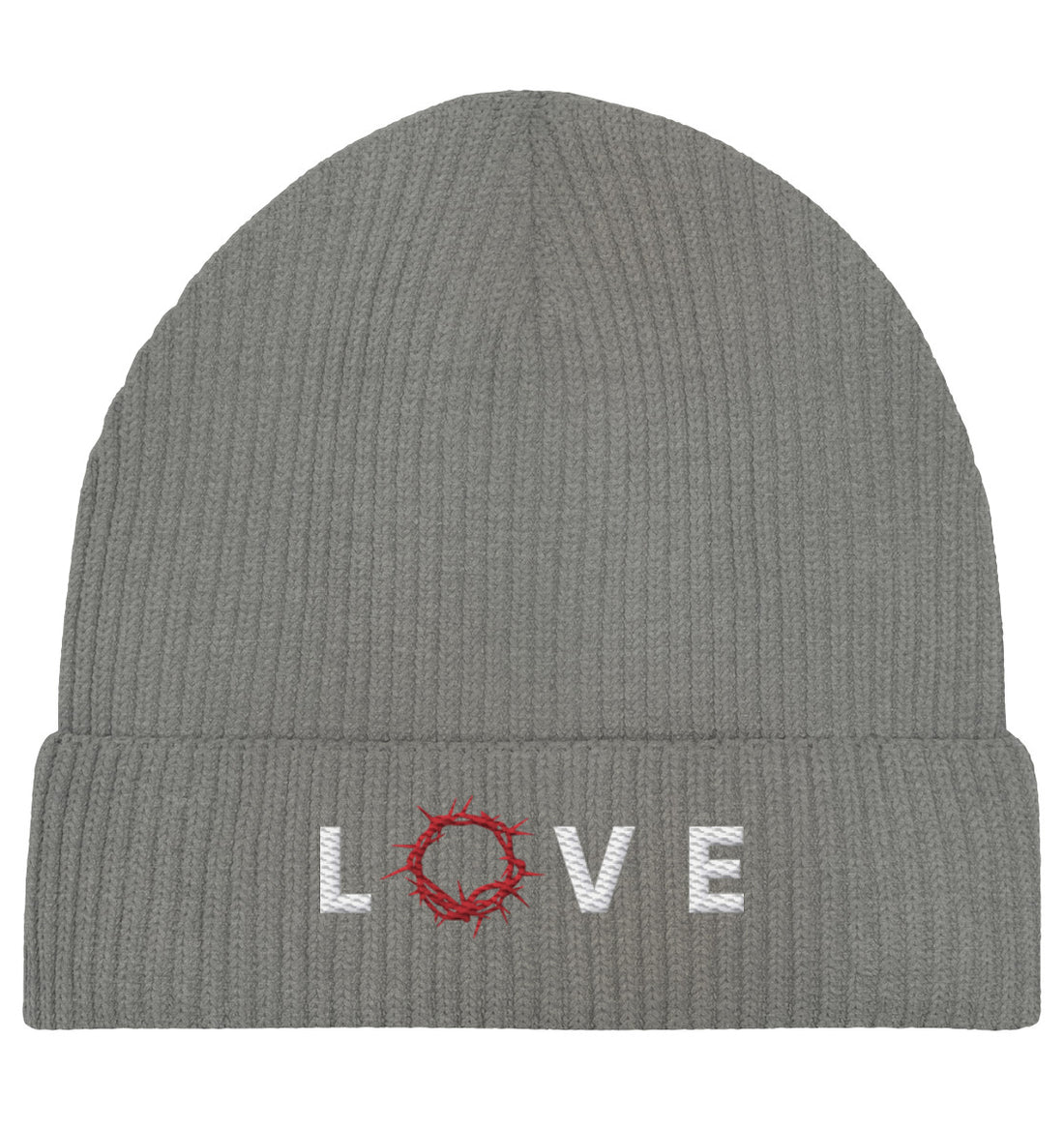 LOVE - Dornenkrone - Stick - Organic Fisherman Beanie